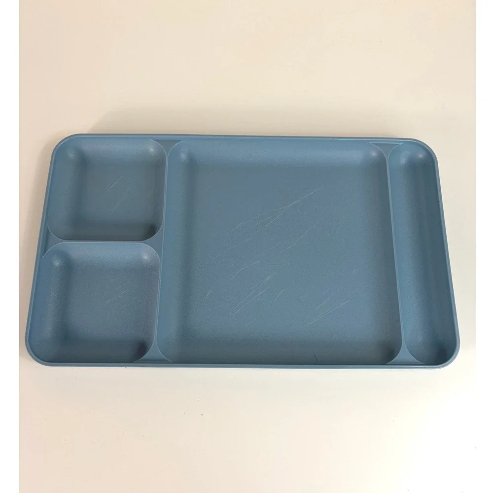 Tupperware Vintage Divided Lunch Dinner Tray Dusty Blue